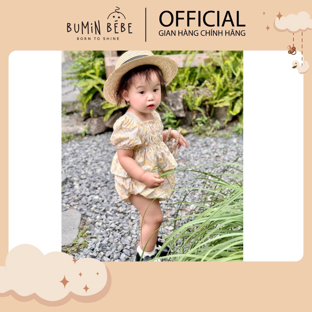 Set Bodysuit Mùa Hè Cho Bé Gái Hoa Chun Ngực, Vải Thô 100% Cotton, Cho Bé 2 Đến 24 Tháng, 5 Đến 15kg