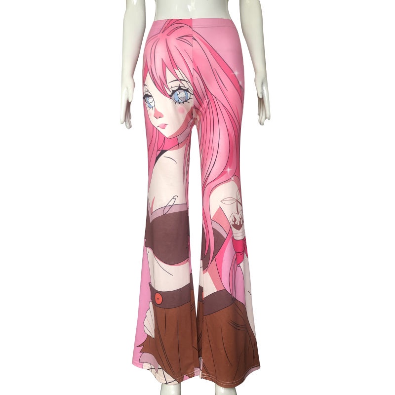 Jiashucheng Quần Ống Loe Tập Yoga Lưng Cao In Họa Tiết Kỹ Thuật Số Phong Cách Âu Mỹ Thời Trang Mùa Xuân Mới Cho Nữ