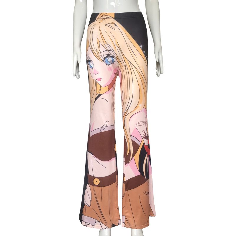 Jiashucheng Quần Ống Loe Tập Yoga Lưng Cao In Họa Tiết Kỹ Thuật Số Phong Cách Âu Mỹ Thời Trang Mùa Xuân Mới Cho Nữ