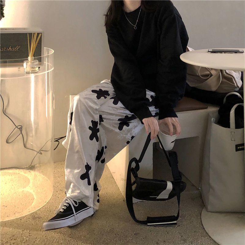 Jiashucheng Quần Dài Ống Rộng Phong Cách Hàn Quốc Thời Trang Xuân Thu Hàng Mới Dành Cho Bạn Nữ