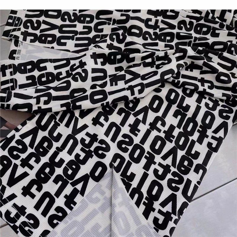 Jiashucheng Quần Ống Rộng Lưng Cao In Chữ Phong Cách Hàn Quốc Thời Trang Mùa Hè Dành Cho Nữ