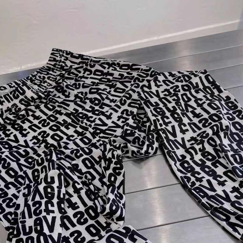 Jiashucheng Quần Ống Rộng Lưng Cao In Chữ Phong Cách Hàn Quốc Thời Trang Mùa Hè Dành Cho Nữ