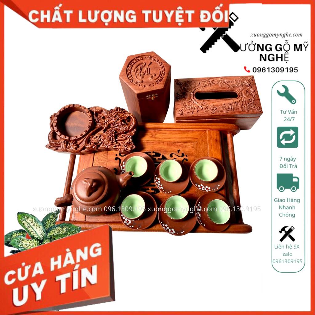 Bộ Khay Trà Gỗ Hương Cao Cấp 5 món Giao Đúng mẫu