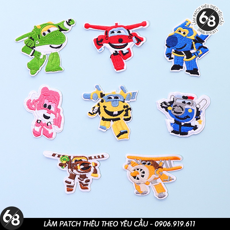 Sticker ủi nhiệt vải thêu logo hình Super Wing đội bay siêu đẳng dễ thương cute - Patch ủi quần áo balo H92