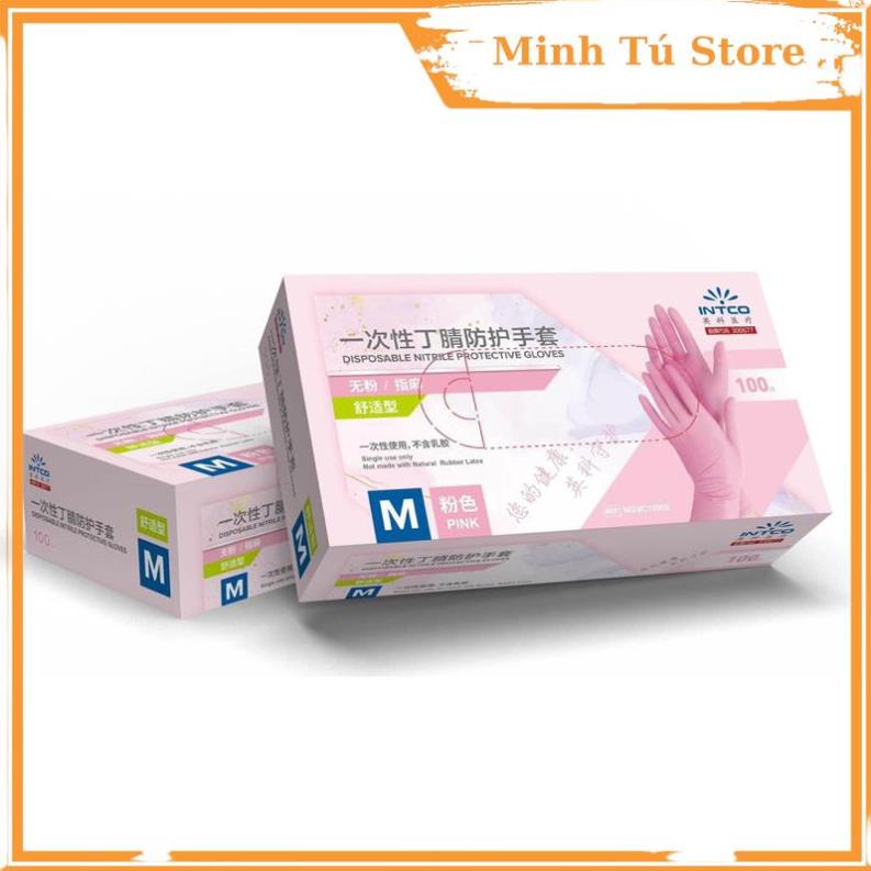 Găng Tay Cao Su Hộp 100 Chiếc Màu Hồng Siêu Dai Đầu Ngón Tay Có Nhám  MinhtuStore