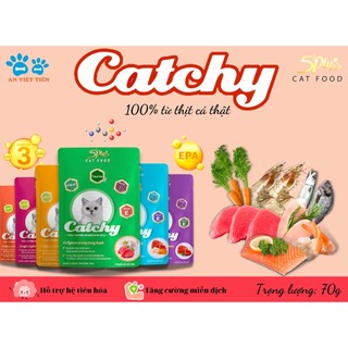 Pate 5plus catchy cá ngừ cho mèo mọi lứa tuổi 70g mix vị ngẫu nhiên