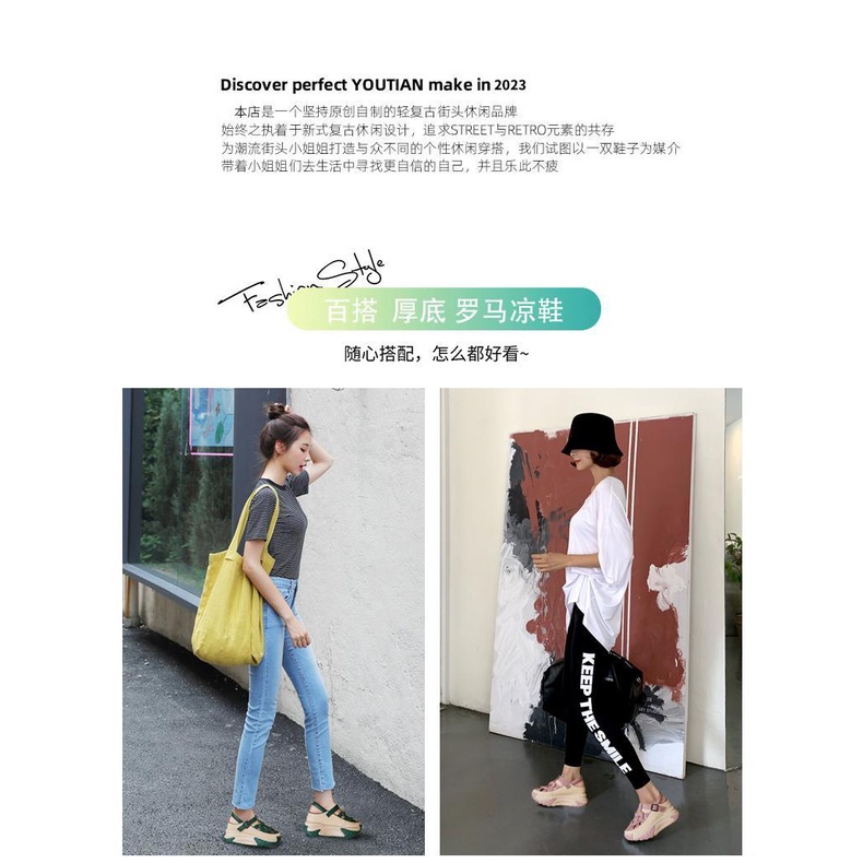 Giày Sandal Đế Dày Tăng Chiều Cao Thoáng Khí Thời Trang Mùa Hè 2023 Dành Cho Nữ