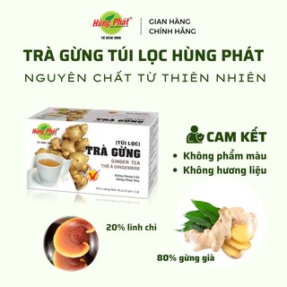 Trà gừng túi lọc hùng phát - tgtl - hộp 50g 25 gói từ gừng già - đạt chuẩn iso haccp