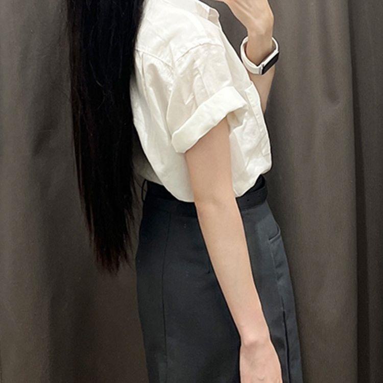 Áo Sơ Mi cotton Mỏng Dáng Rộng Màu Đen Thời Trang Mùa Hè 2023 Phong Cách Hàn Quốc Cho Nữ