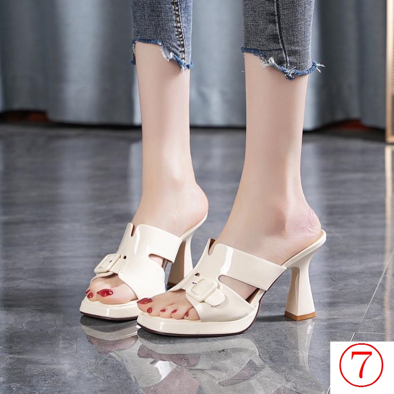 Giày Sandal Đế Dày Bằng Da Bóng Thời Trang Mùa Hè 2023 Dành Cho Nữ