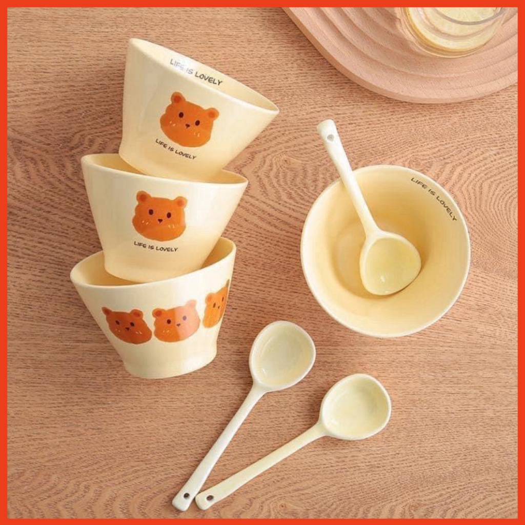 SET 4 MÓN 2 BÁT + 2 THÌA HÌNH GẤU SIÊU XINH