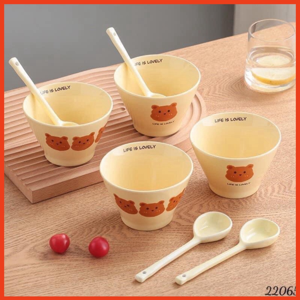 SET 4 MÓN 2 BÁT + 2 THÌA HÌNH GẤU SIÊU XINH