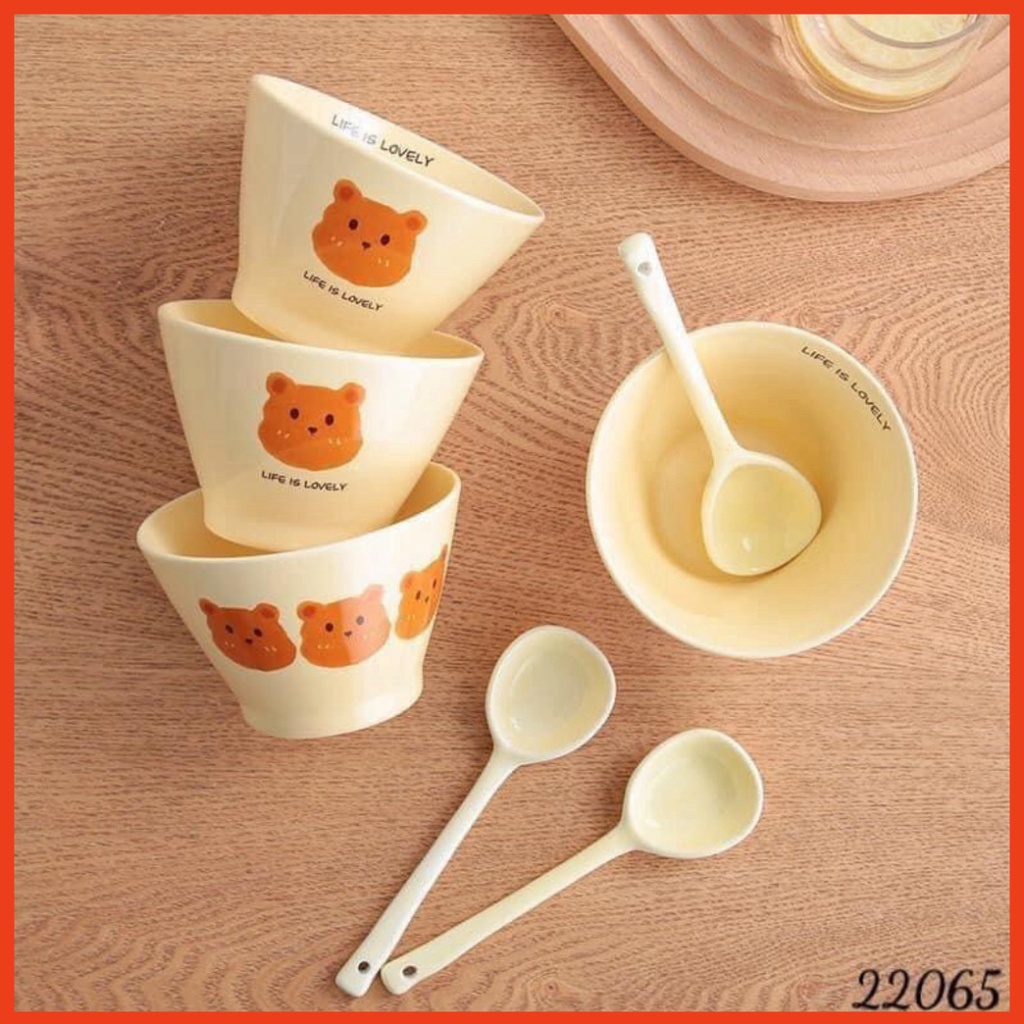 SET 4 MÓN 2 BÁT + 2 THÌA HÌNH GẤU SIÊU XINH