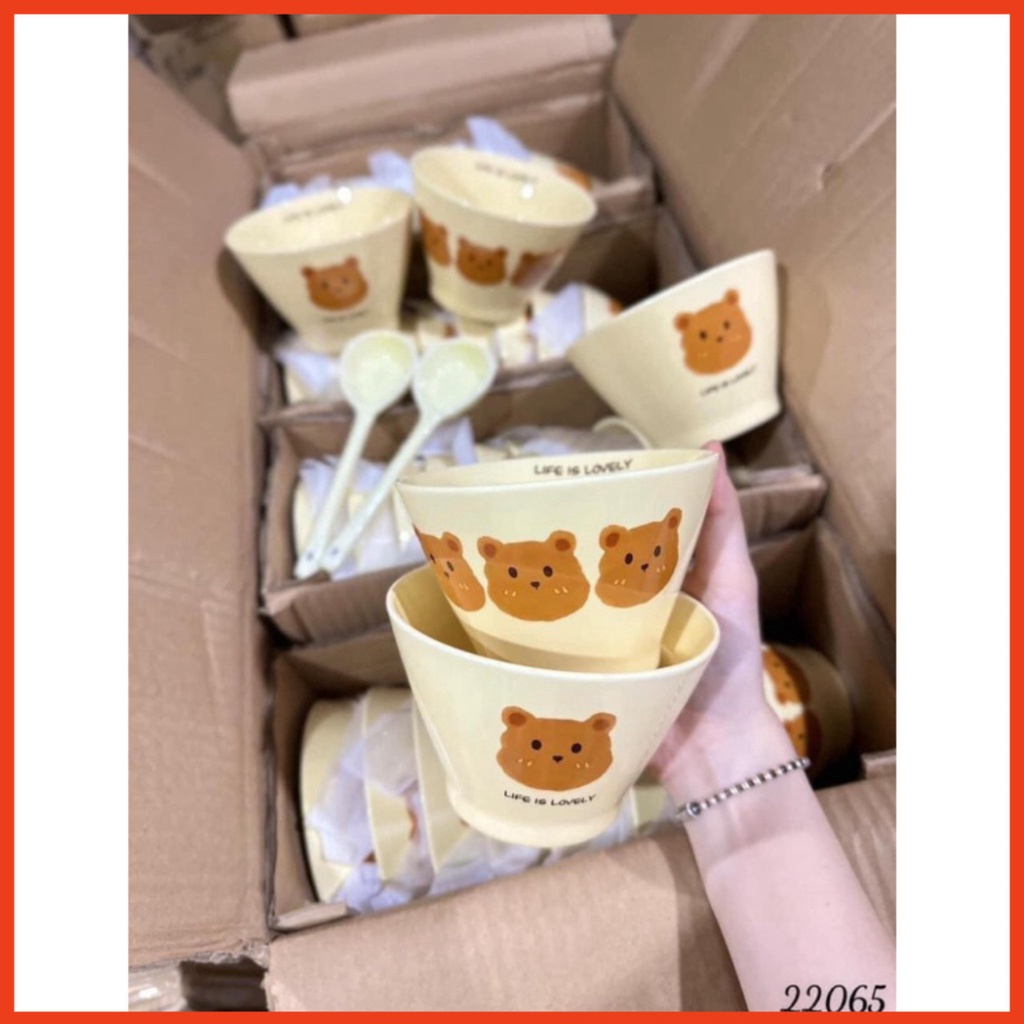 SET 4 MÓN 2 BÁT + 2 THÌA HÌNH GẤU SIÊU XINH