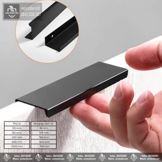 Tay nắm tủ bếp, tủ áo ôm cánh, Tay vát vuông L hợp kim nhôm lắp âm cánh tủ