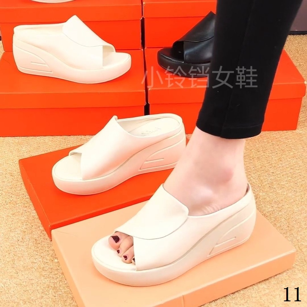 Giày Sandal Cao Gót Da Bò Đế Xuồng Mềm Thời Trang Mùa Hè 2023 Cho Nữ