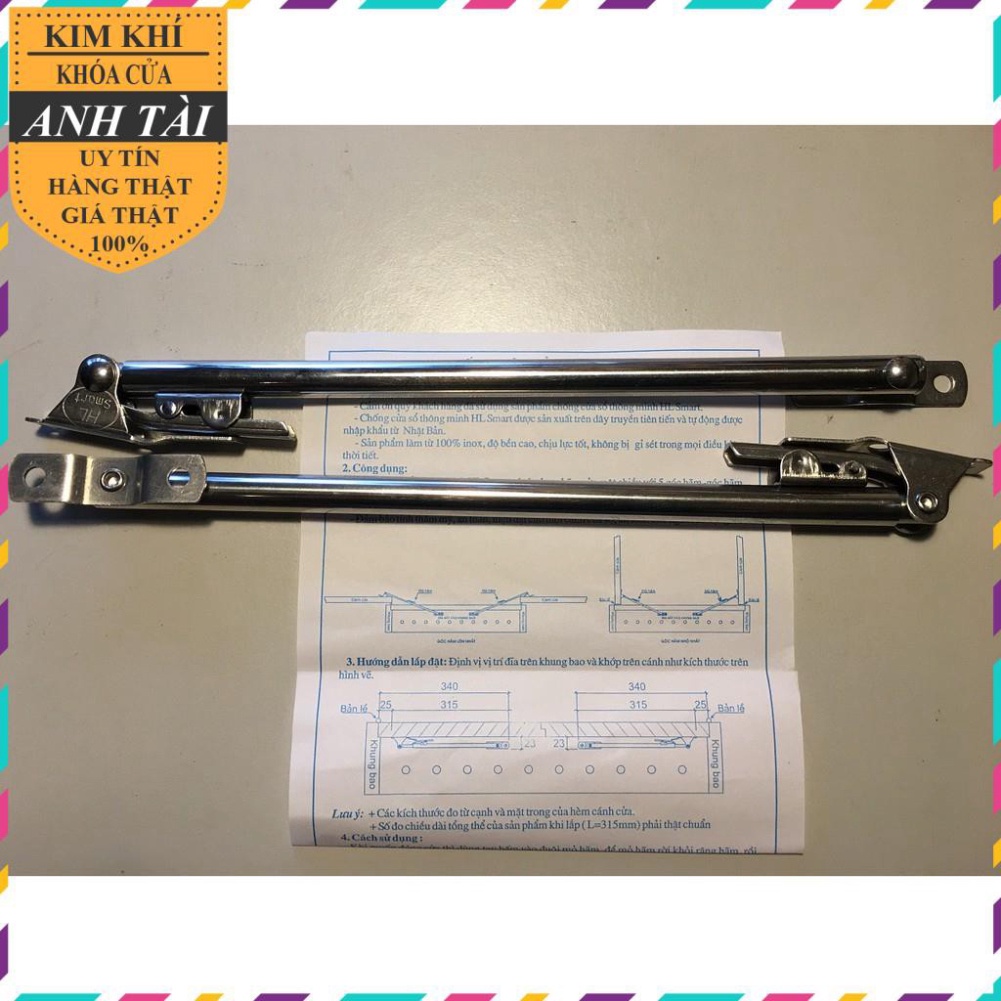 Thanh chống gió cửa sổ inox 304, tay inox chống sập cửa sổ tự động cho cửa gỗ, cửa sắt hộp, cửa nhôm