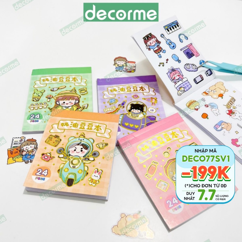 Quyển Sticker Hình Dán Trang Trí Sổ Lưu Niệm Decorme Sách Họa Tiết Hoạt ...