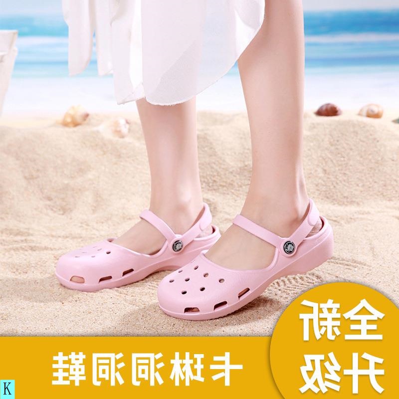 Giày Sandal Đế Bằng Thiết Kế Đục Lỗ Thoáng Khí Chống Trượt Thời Trang Đi Biển Cho Nữ|202494