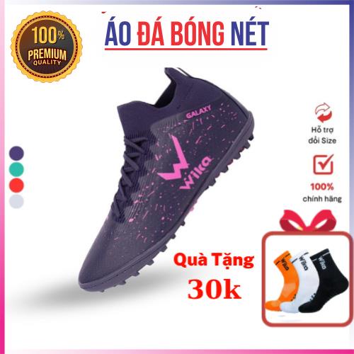 Giày Đá Bóng Nam Wika Galaxy Chính Hãng Thiết Kế Bề Mặt Vân Nổi, Đế Đinh Tròn Chống Trơn Trượt , đã khâu full đế