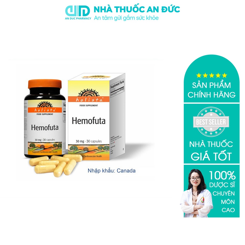 Coenzyme Q10 Holista HemoFuta Canada Giảm Nguy Cơ Xơ Vữa Động Mạch, Bệnh Tim Mạch Lọ 30 viên – Nhà thuốc An Đức