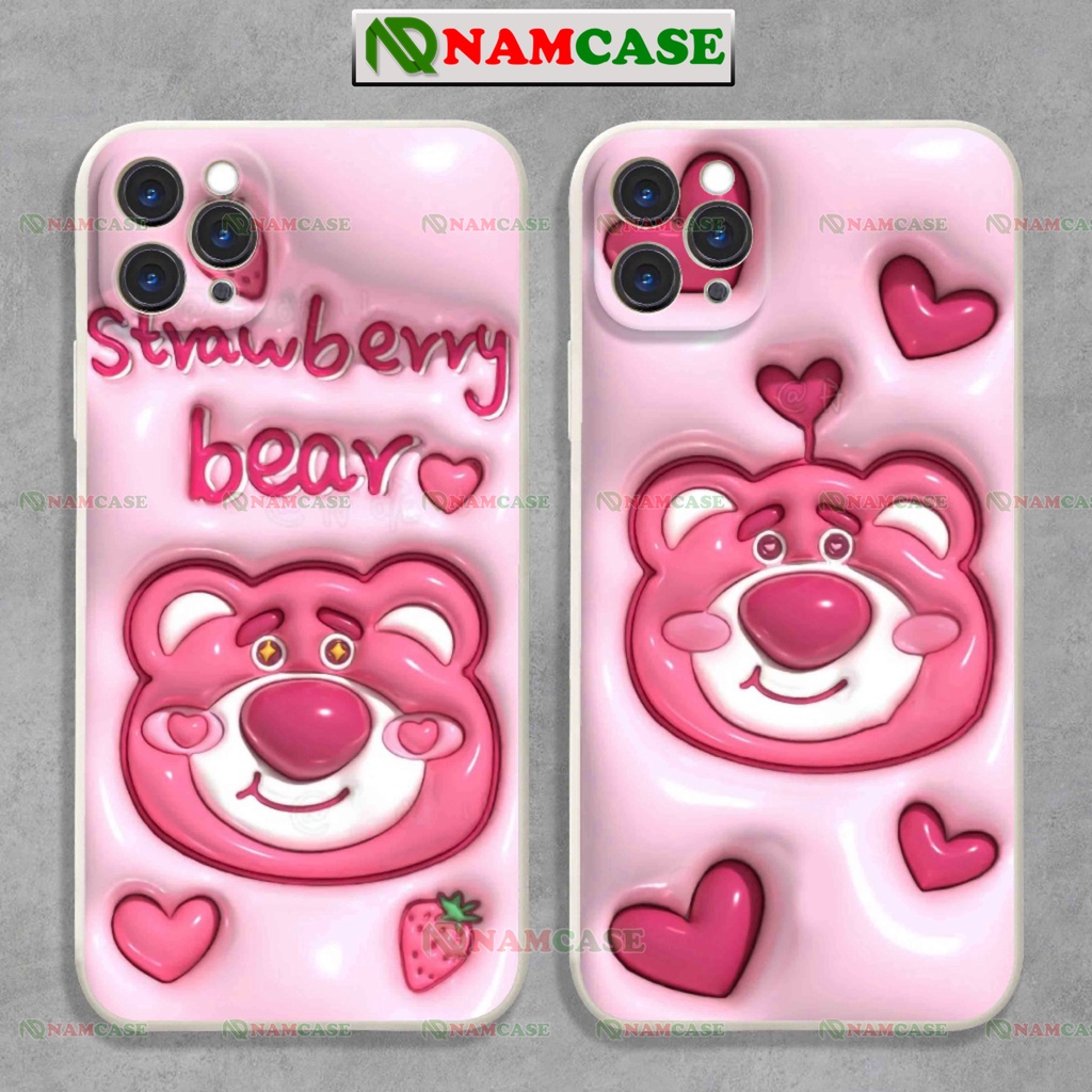 Ốp lưng iphone cặp đôi hoạt hình gấu dâu lotso 3D cute ngộ nghĩnh dễ thương ip 6/6s/7/8/X/XS/11/12/13/14 Pro Plus Max