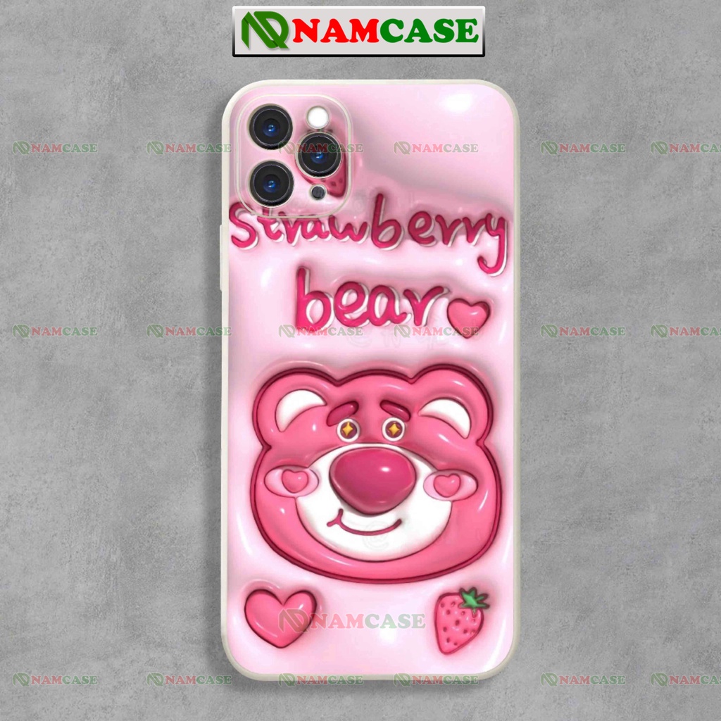 Ốp lưng iphone cặp đôi hoạt hình gấu dâu lotso 3D cute ngộ nghĩnh dễ thương ip 6/6s/7/8/X/XS/11/12/13/14 Pro Plus Max