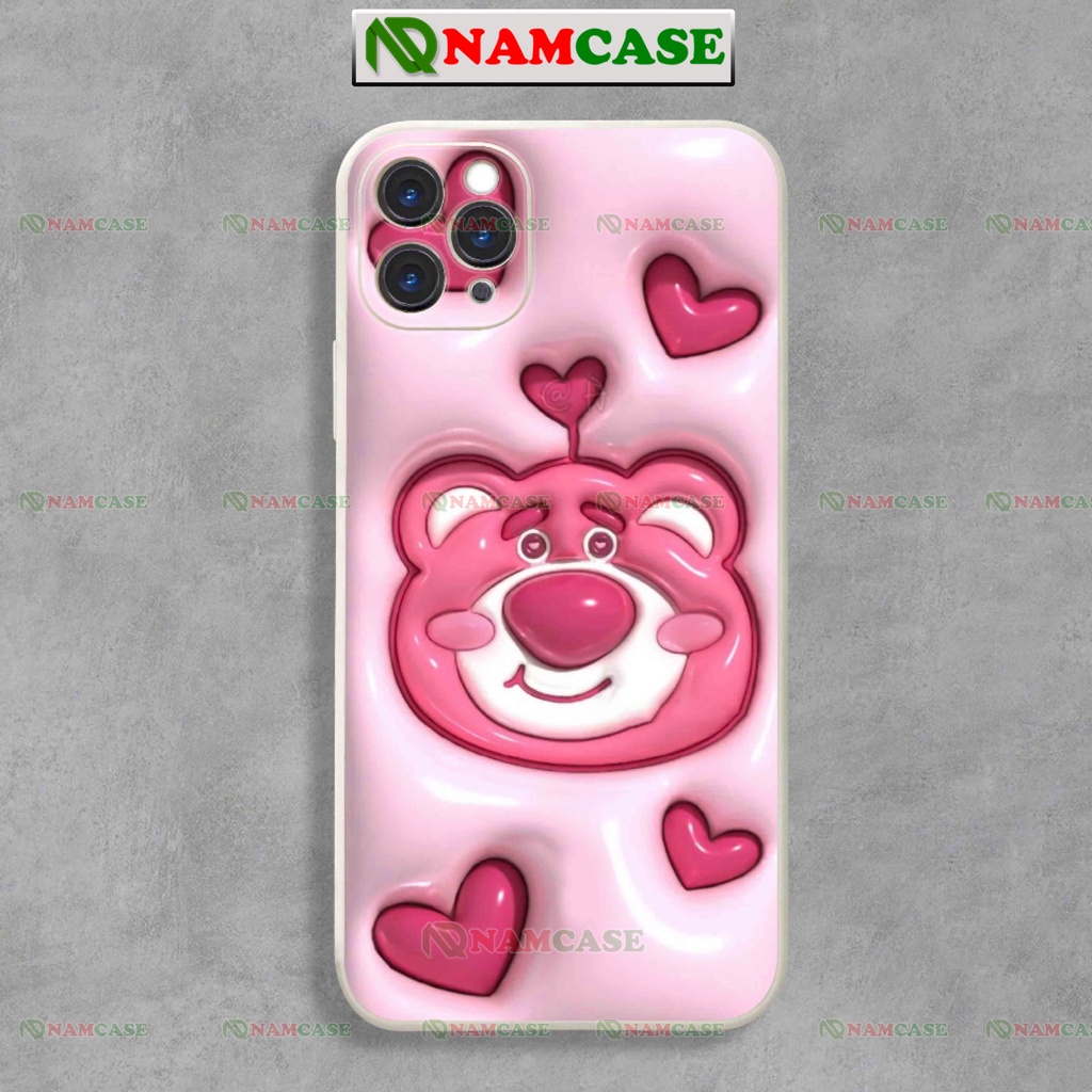 Ốp lưng iphone cặp đôi hoạt hình gấu dâu lotso 3D cute ngộ nghĩnh dễ thương ip 6/6s/7/8/X/XS/11/12/13/14 Pro Plus Max