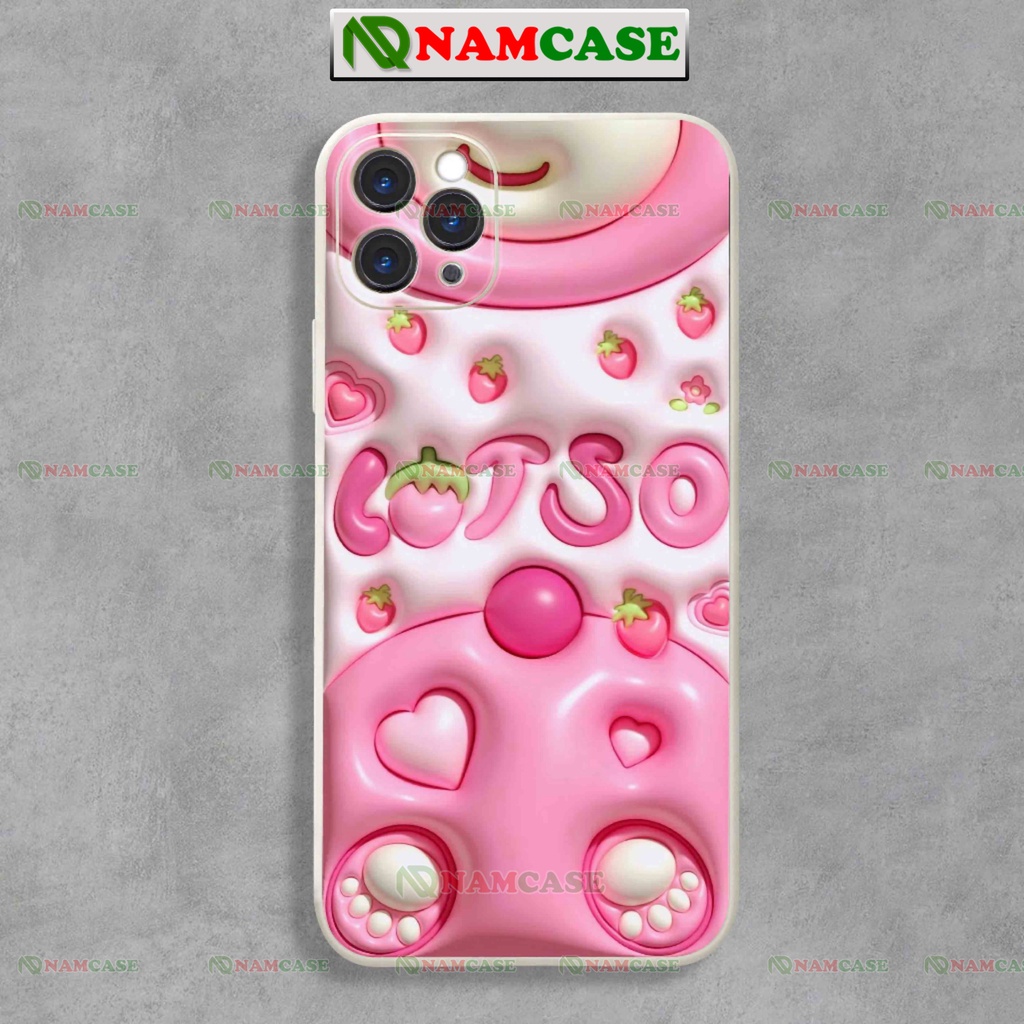 Ốp lưng iphone cặp đôi hoạt hình gấu dâu lotso 3D cute ngộ nghĩnh dễ thương ip 6/6s/7/8/X/XS/11/12/13/14 Pro Plus Max
