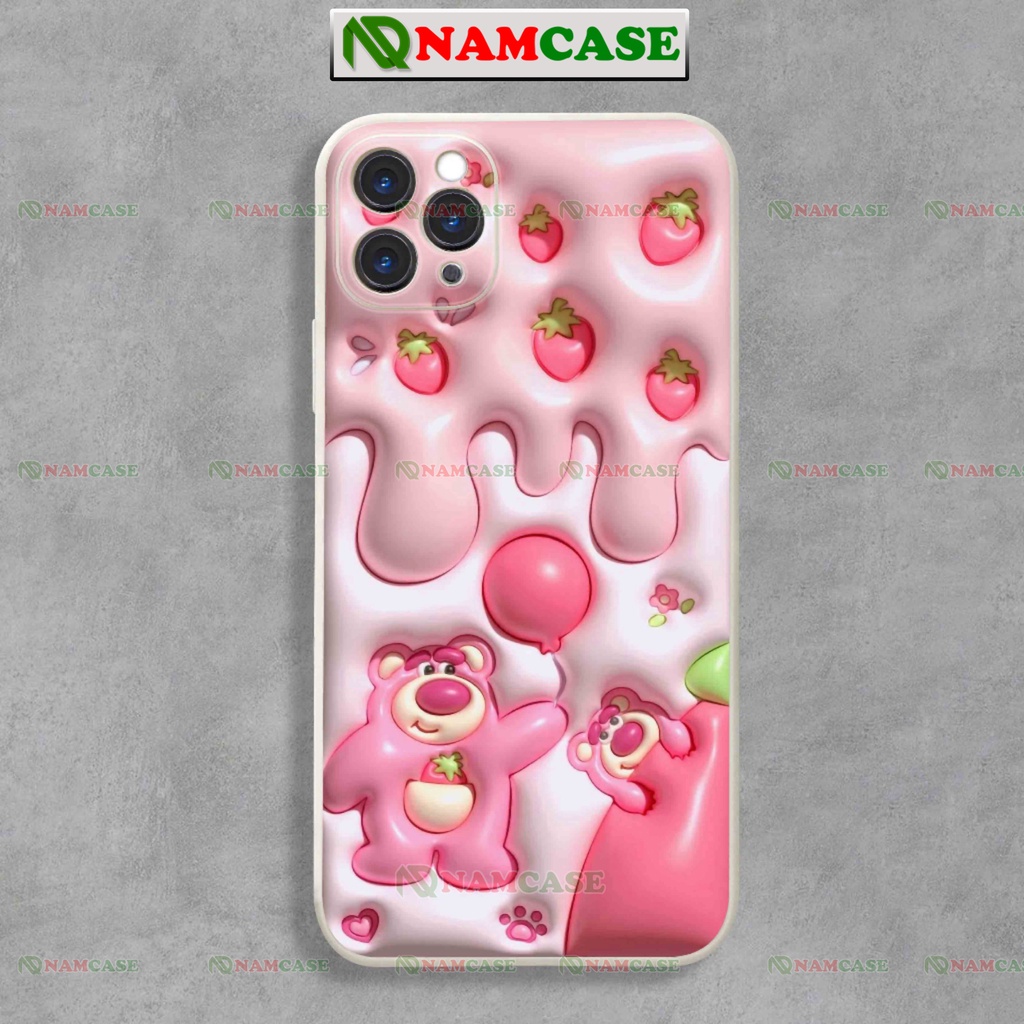 Ốp lưng iphone cặp đôi hoạt hình gấu dâu lotso 3D cute ngộ nghĩnh dễ thương ip 6/6s/7/8/X/XS/11/12/13/14 Pro Plus Max