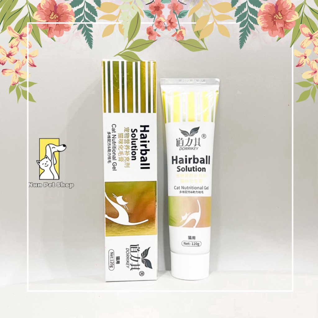 Gel tương trợ dưỡng lông kèm khoáng chât dầu cá,dầu ô liu cho mèo (120gr )- Hairball Solution Dorrikey