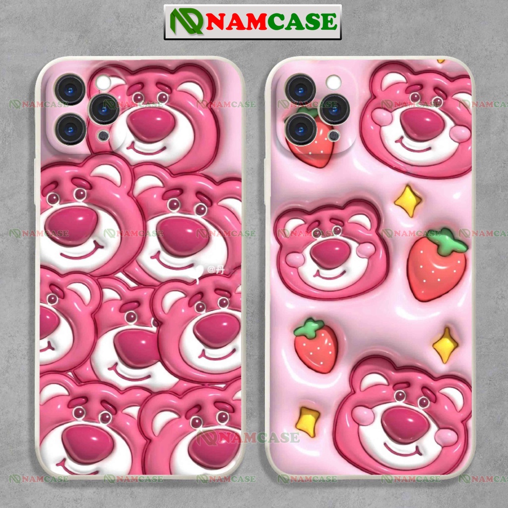 Ốp lưng iphone cặp đôi hoạt hình gấu dâu lotso 3D cute ngộ nghĩnh dễ thương ip 6/6s/7/8/X/XS/11/12/13/14 Pro Plus Max