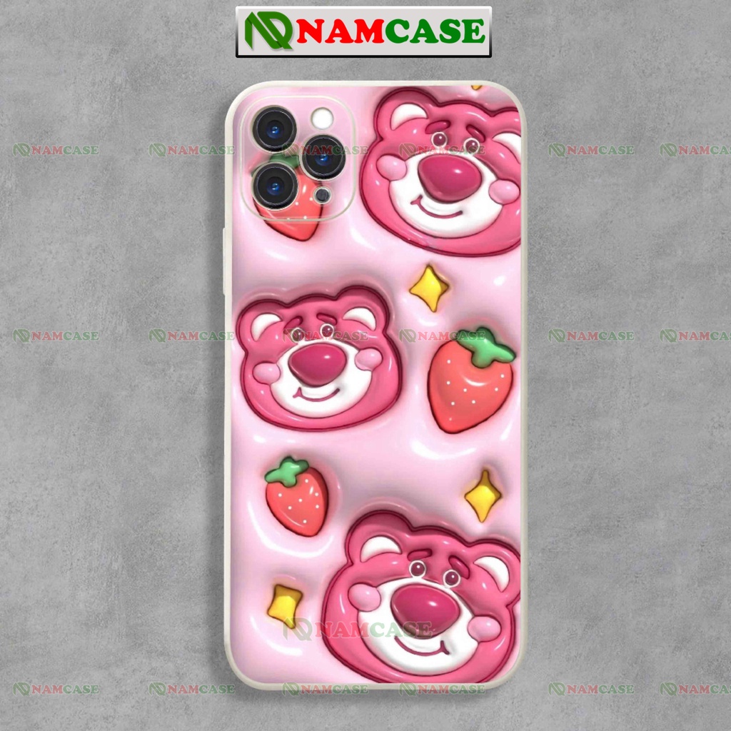 Ốp lưng iphone cặp đôi hoạt hình gấu dâu lotso 3D cute ngộ nghĩnh dễ thương ip 6/6s/7/8/X/XS/11/12/13/14 Pro Plus Max