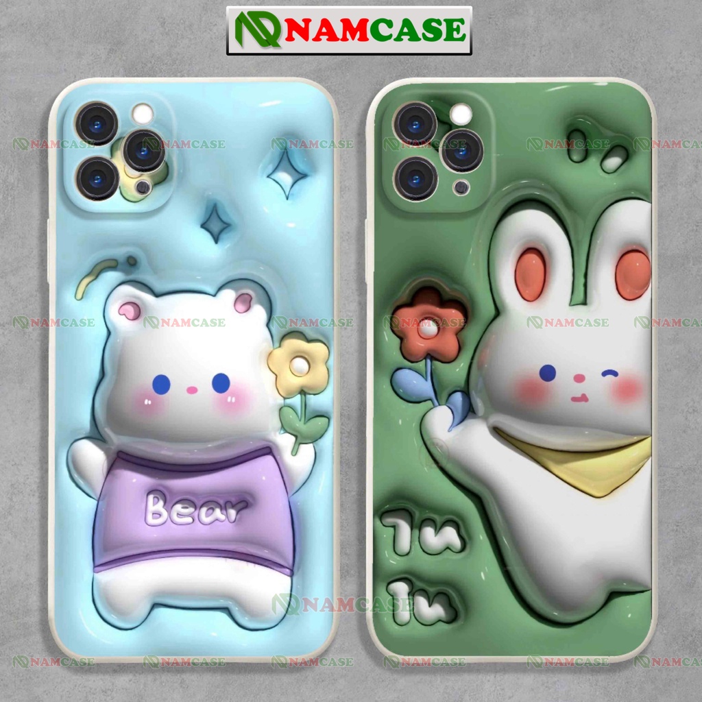 Ốp lưng iphone cặp đôi hoạt hình gấu thỏ 3D cute độc lạ ngộ nghĩnh dễ thương ip 6/6s/7/8/X/XS/11/12/13/14 Pro Plus Max