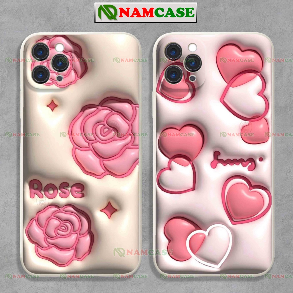 Ốp lưng iphone cặp đôi hoạt hình hoa trái tim 3D cute ngộ nghĩnh dễ thương ip 6/6s/7/8/X/XS/11/12/13/14 Pro Plus Max