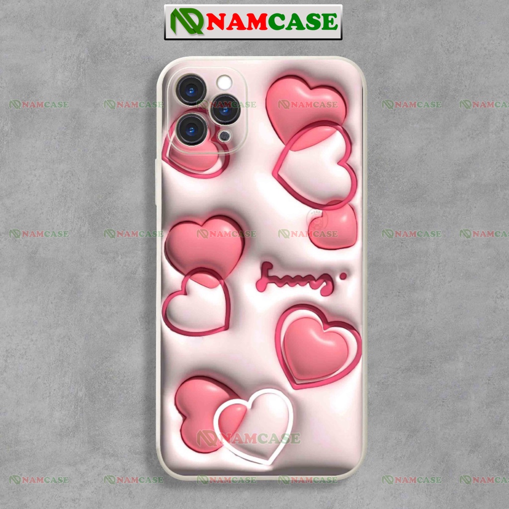 Ốp lưng iphone cặp đôi hoạt hình hoa trái tim 3D cute ngộ nghĩnh dễ thương ip 6/6s/7/8/X/XS/11/12/13/14 Pro Plus Max
