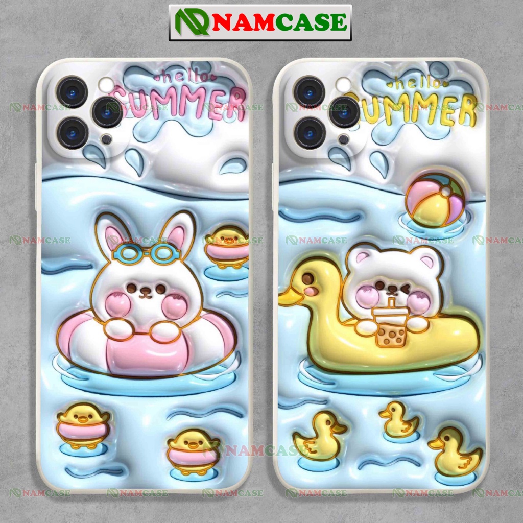 Ốp lưng iphone cặp đôi hoạt hình gấu thỏ 3D cute ngộ nghĩnh dễ thương đẹp ip 6/6s/7/8/X/XS/11/12/13/14 Pro Plus Max