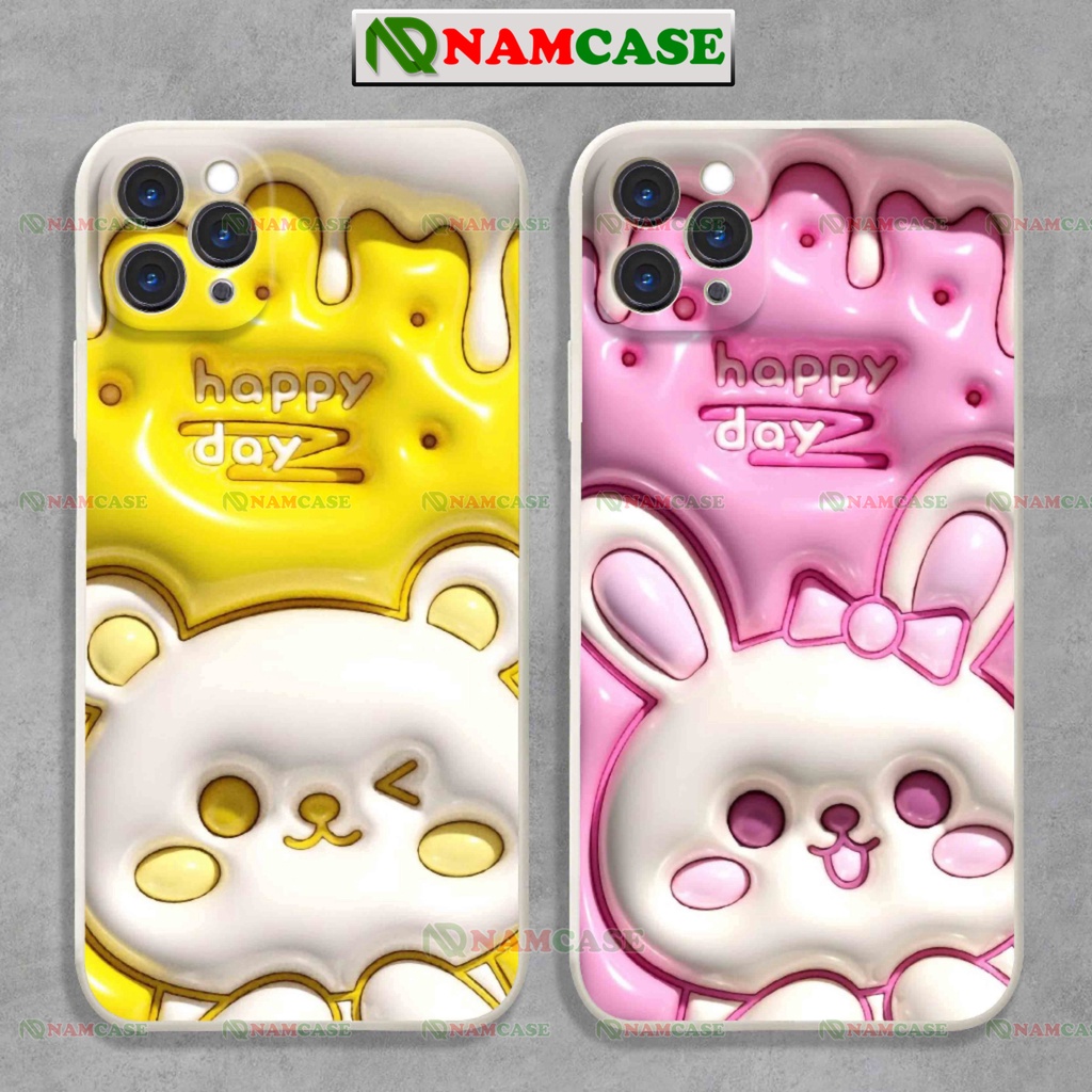 Ốp lưng iphone cặp đôi hoạt hình gấu thỏ 3D cute ngộ nghĩnh dễ thương đẹp ip 6/6s/7/8/X/XS/11/12/13/14 Pro Plus Max