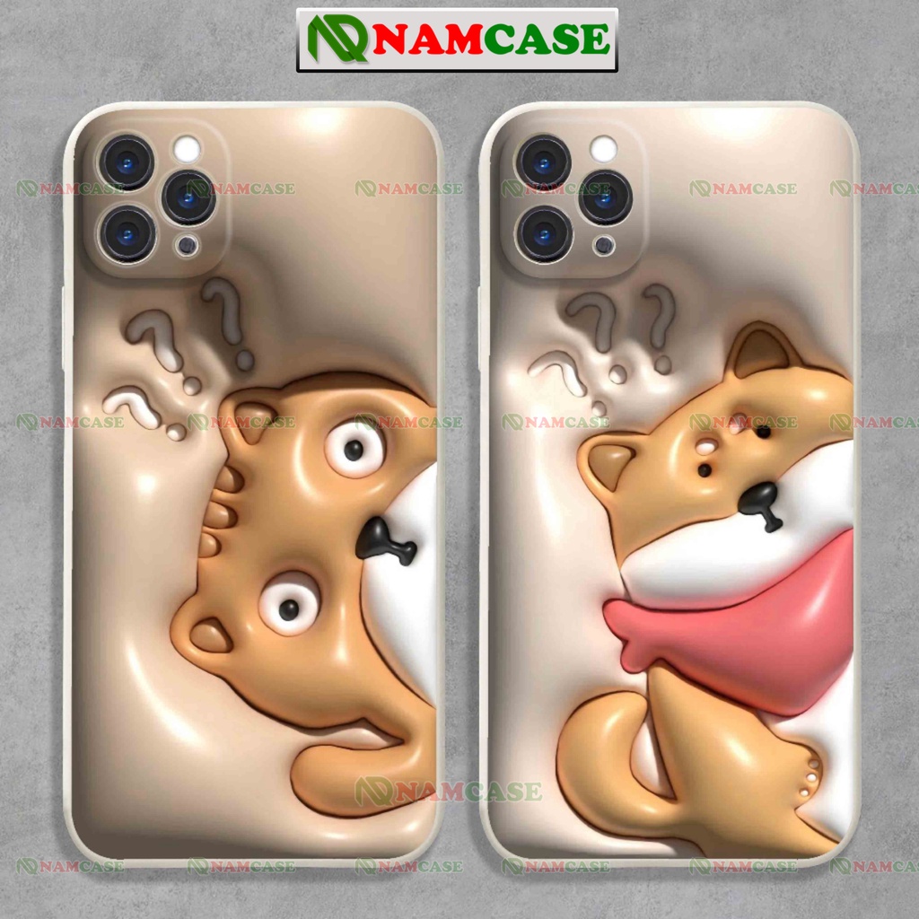 Ốp lưng iphone cặp đôi hoạt hình chó mèo 3D cute ngộ nghĩnh dễ thương đẹp ip 6/6s/7/8/X/XS/11/12/13/14 Pro Plus Max