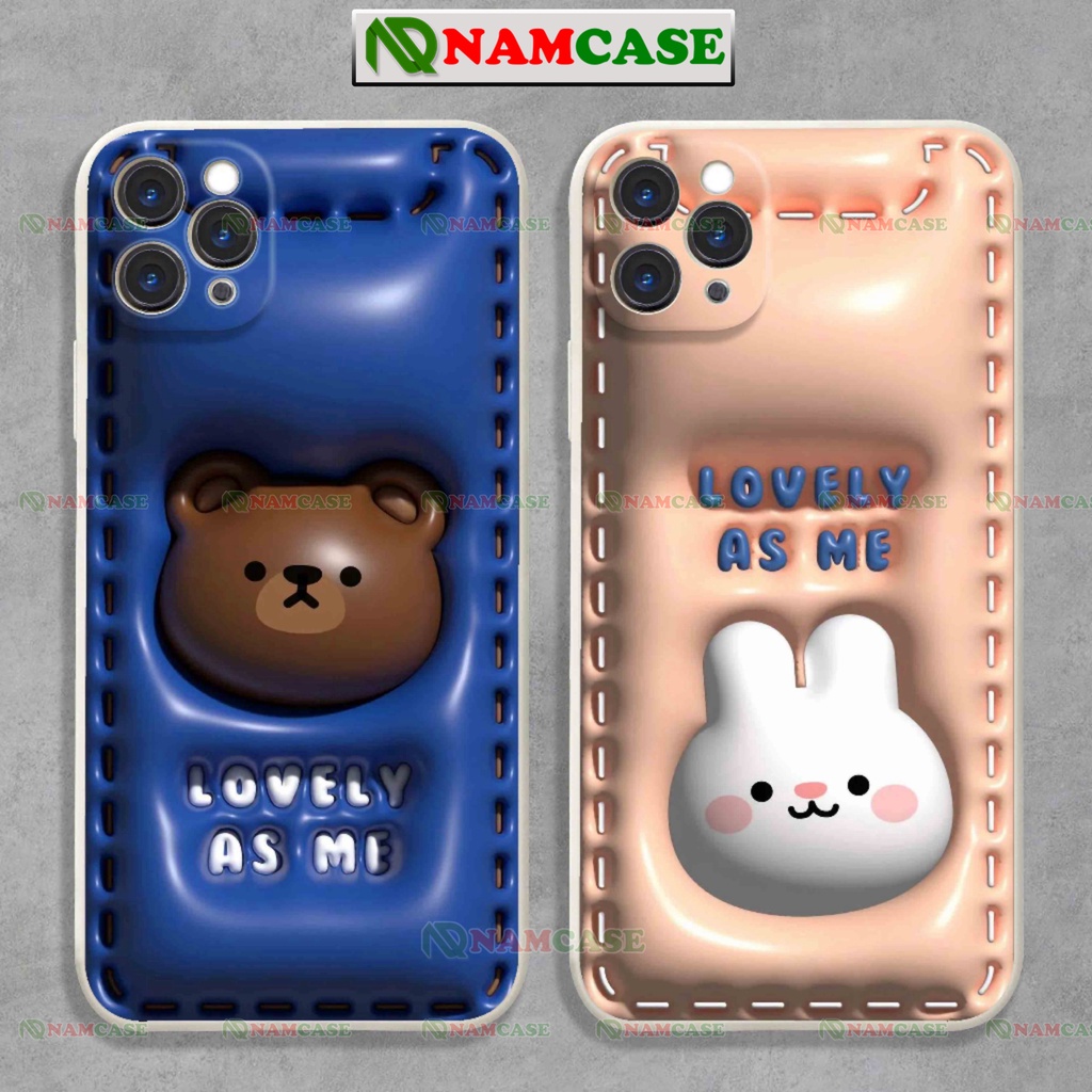 Ốp lưng iphone cặp đôi hoạt hình gấu thỏ 3D cute ngộ nghĩnh dễ thương đẹp ip 6/6s/7/8/X/XS/11/12/13/14 Pro Plus Max