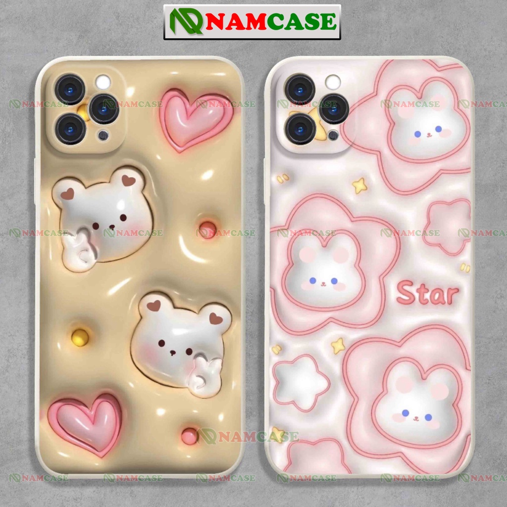 Ốp lưng iphone cặp đôi hoạt hình gấu 3D cute ngộ nghĩnh dễ thương đẹp ip 6/6s/7/8/X/XS/11/12/13/14 Pro Plus Max