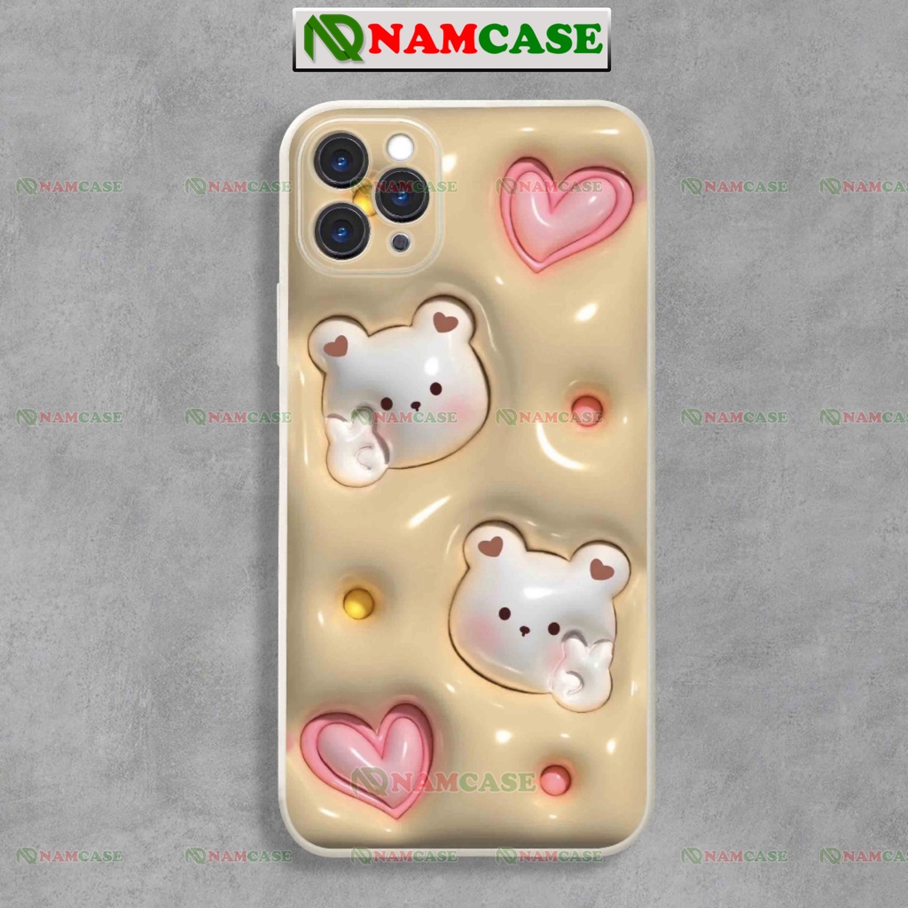 Ốp lưng iphone cặp đôi hoạt hình gấu 3D cute ngộ nghĩnh dễ thương đẹp ip 6/6s/7/8/X/XS/11/12/13/14 Pro Plus Max