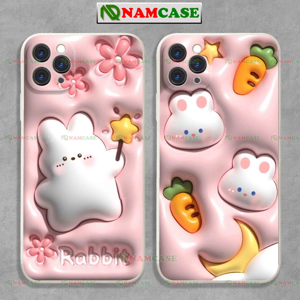 Ốp lưng iphone cặp đôi hoạt hình thỏ 3D cute ngộ nghĩnh dễ thương đẹp ip 6/6s/7/8/X/XS/11/12/13/14 Pro Plus Max