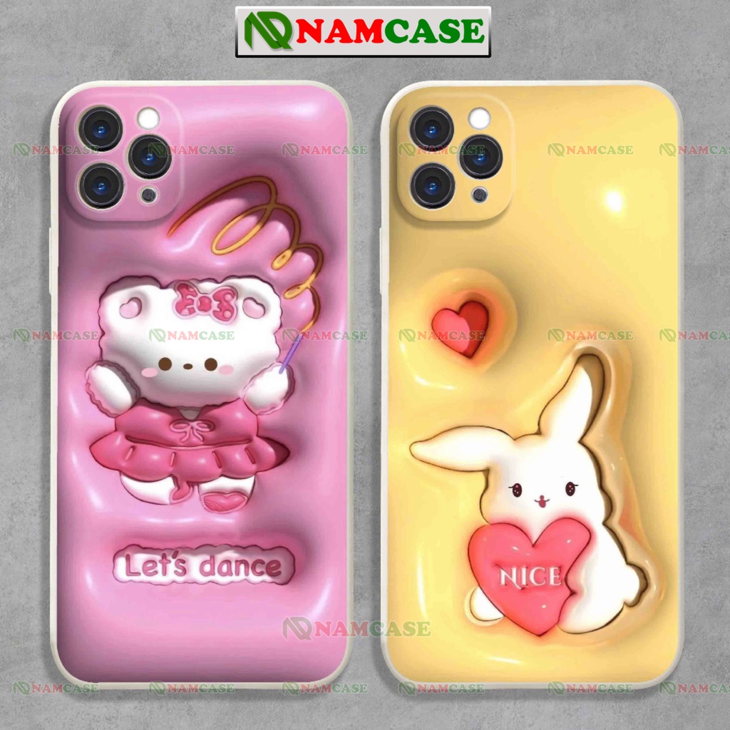 Ốp lưng iphone cặp đôi hoạt hình mèo thỏ 3D cute ngộ nghĩnh dễ thương đẹp ip 6/6s/7/8/X/XS/11/12/13/14 Pro Plus Max