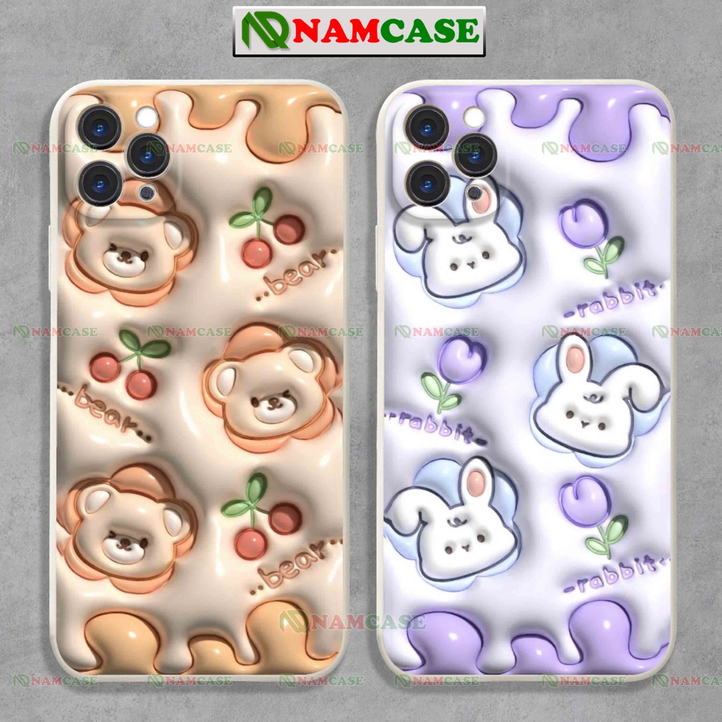 Ốp lưng iphone cặp đôi hoạt hình gấu thỏ 3D cute ngộ nghĩnh dễ thương đẹp ip 6/6s/7/8/X/XS/11/12/13/14 Pro Plus Max