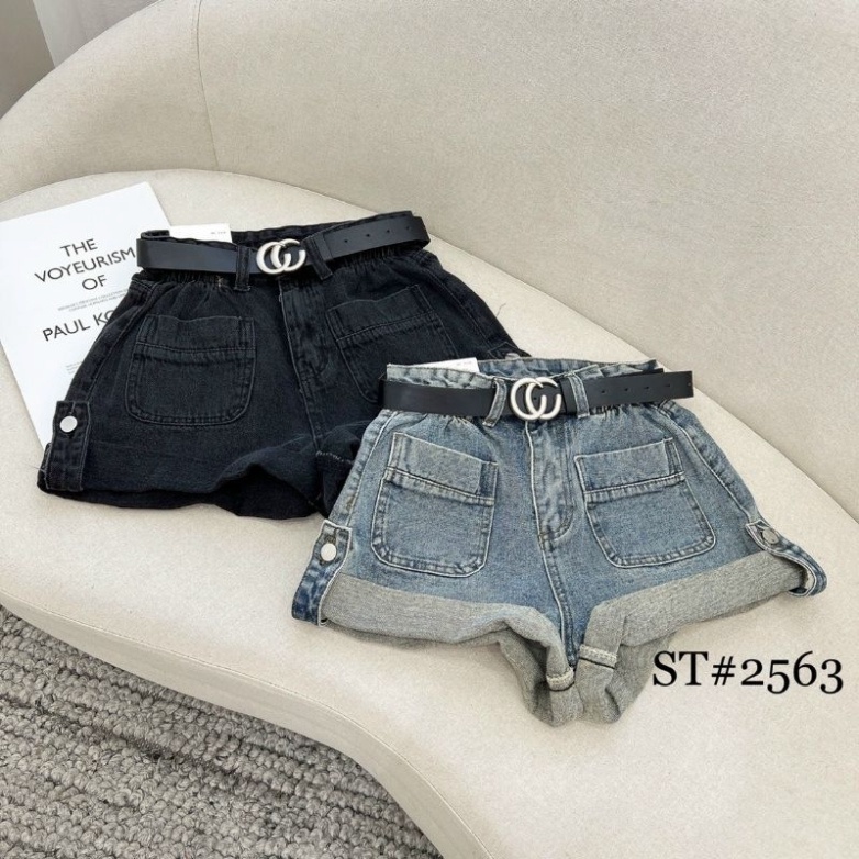 Quần short jean nữ, quần đùi bò nữ túi kèm đai hàng QCL1 maybeshop04 munshop19
