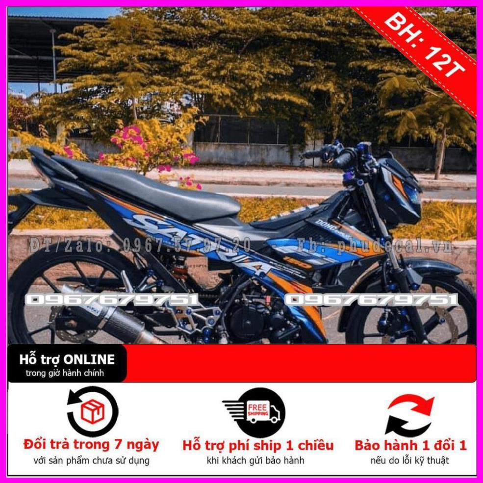 [FREE SHIP] Tem Rời Dán xe Satria Fi đen xanh