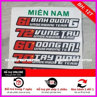 1 tem Underbone Team 64 tỉnh thành (ghi chú tên tình hoặc gửi mặc định tem Sài Gòn)