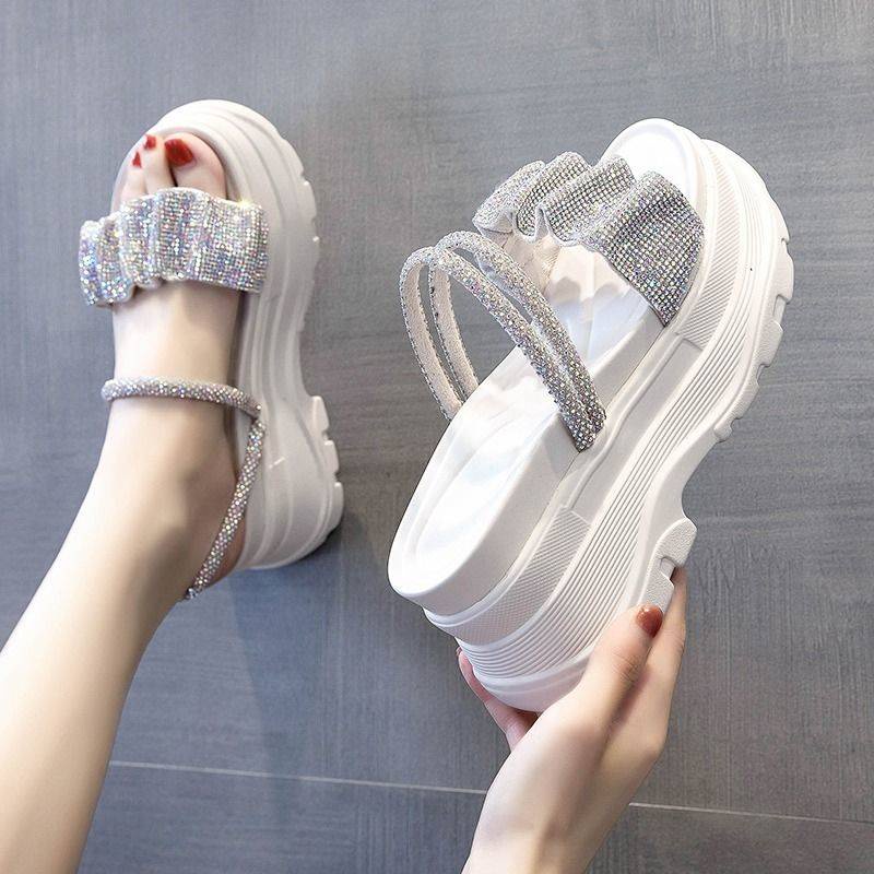 Giày Sandal Đế Dày Đính Đá Thời Trang Dành Cho Nữ