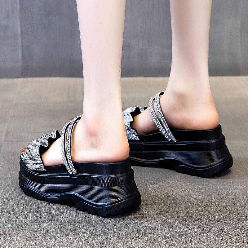 Giày Sandal Đế Dày Đính Đá Thời Trang Dành Cho Nữ